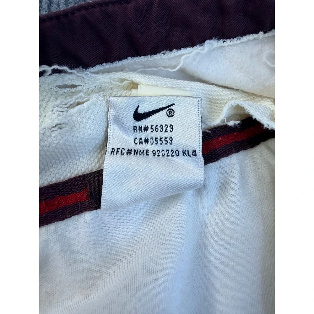 Nike Mens Medium Windbreaker Jacket Cream Maroon Full Zip Vintage Y2K